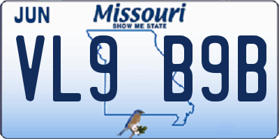 MO license plate VL9B9B
