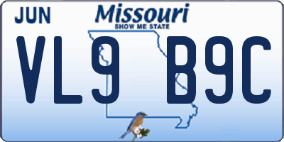 MO license plate VL9B9C