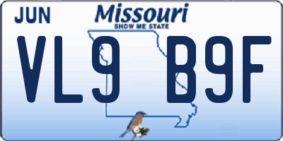 MO license plate VL9B9F
