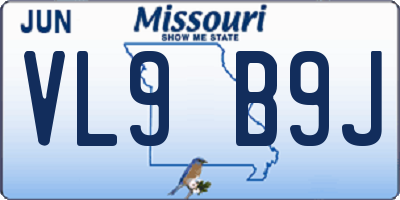 MO license plate VL9B9J