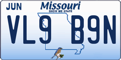 MO license plate VL9B9N