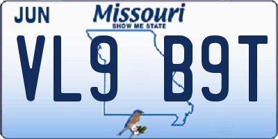MO license plate VL9B9T