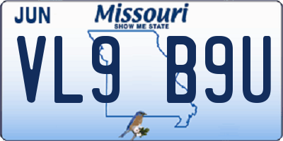 MO license plate VL9B9U