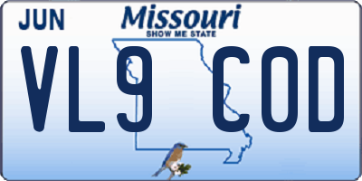 MO license plate VL9C0D