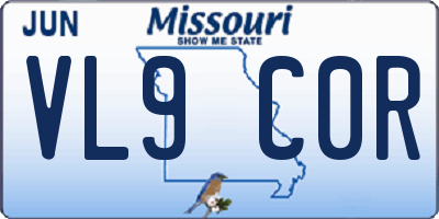 MO license plate VL9C0R