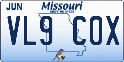 MO license plate VL9C0X