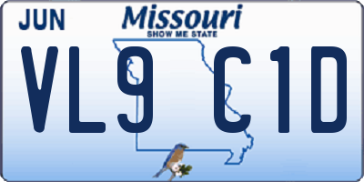 MO license plate VL9C1D
