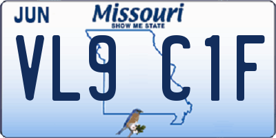MO license plate VL9C1F