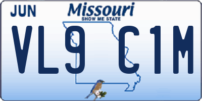 MO license plate VL9C1M
