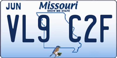 MO license plate VL9C2F
