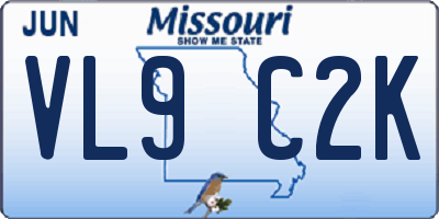 MO license plate VL9C2K