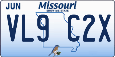 MO license plate VL9C2X