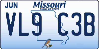 MO license plate VL9C3B