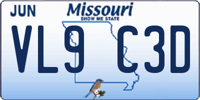 MO license plate VL9C3D