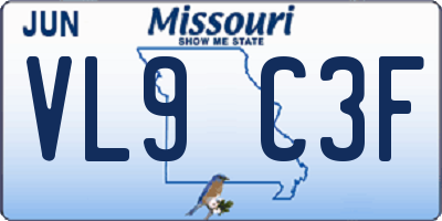MO license plate VL9C3F