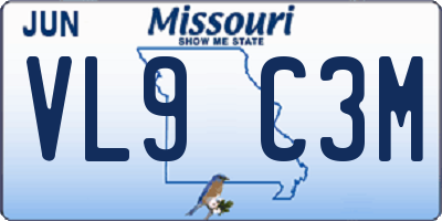 MO license plate VL9C3M