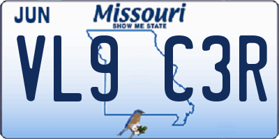 MO license plate VL9C3R