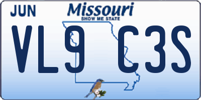 MO license plate VL9C3S