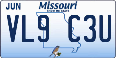 MO license plate VL9C3U