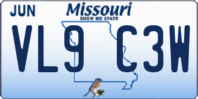 MO license plate VL9C3W