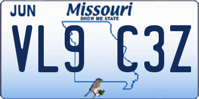 MO license plate VL9C3Z