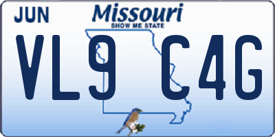 MO license plate VL9C4G