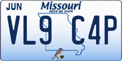 MO license plate VL9C4P