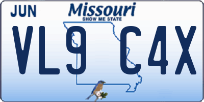 MO license plate VL9C4X