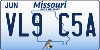 MO license plate VL9C5A