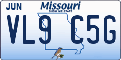 MO license plate VL9C5G
