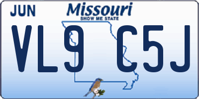 MO license plate VL9C5J