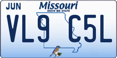 MO license plate VL9C5L