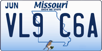 MO license plate VL9C6A