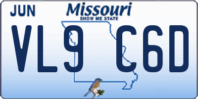 MO license plate VL9C6D