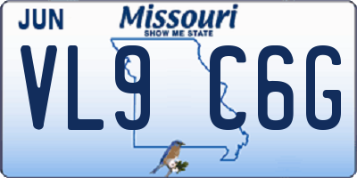 MO license plate VL9C6G