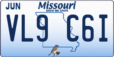 MO license plate VL9C6I