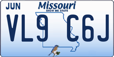 MO license plate VL9C6J