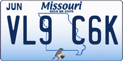 MO license plate VL9C6K