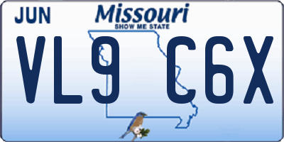 MO license plate VL9C6X