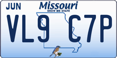 MO license plate VL9C7P