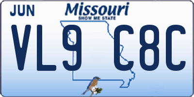 MO license plate VL9C8C
