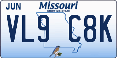 MO license plate VL9C8K