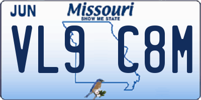 MO license plate VL9C8M