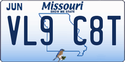 MO license plate VL9C8T