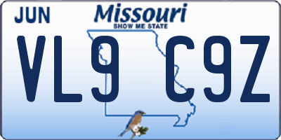 MO license plate VL9C9Z