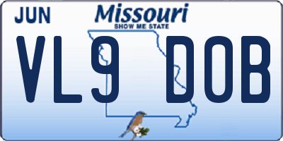 MO license plate VL9D0B