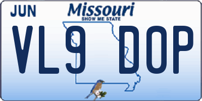 MO license plate VL9D0P