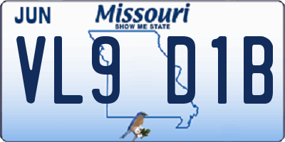 MO license plate VL9D1B