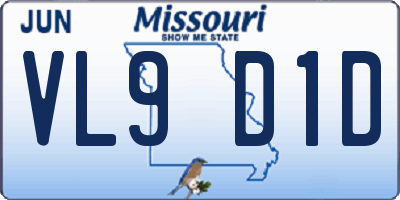 MO license plate VL9D1D