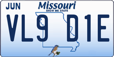 MO license plate VL9D1E